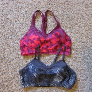 NWOT Moving Comfort Set Of 2 Small Padded Sports Bras Racerback Black Pink Gray